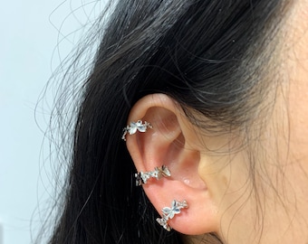 Silver Butterfly Ear Cuff,Dainty Ear Cuffs No Piercing,Cartilage Hoop Earrings Fake Piercing, Conch Warp Cuff Earrings,Valentine’s Day Gift