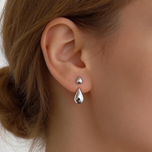 Teardrop Drop  Ear Jacket Earrings:925 Sterling Silver  Front Back Earrings,Minimalist Jewelry Gift