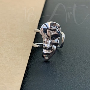 Abstract Face Ring,Sterling Silver Biker Ring,Statement Rin,Face Ring,Novelty Rings,Cool Ring,Funny Ring,Unique Rings For Women,Gift for her