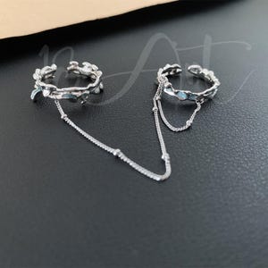 Sterling Silver Double Ring, Double Finger Adjustable Enamel Ring ...