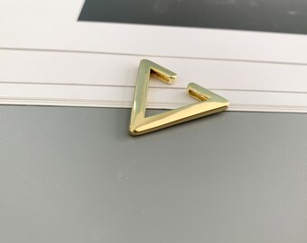 Gold Triangle Ear Cuff ,non-pierced Cartilage,open Hoop Ear
