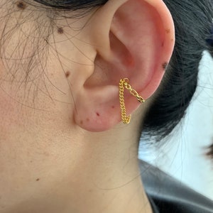 Setling Silver Chain Ear Cuff ,No Piercing Ear Cuff,Gold Plated Ear Cuff,Conch Ear Cuff ,Cartilage Earrings, Ear Wrap for Men,Cuff Earrings
