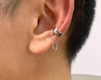 3.5mm band Chain Ear Cuff No Piercing :925 Sterling Silver Minimalist Cartilage Warp Earrings