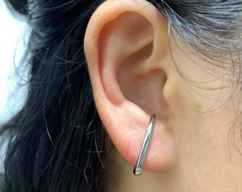 Suspender Stud Earrings,Minimalist Earlobe Cuff Earring in Sterling Silver,Stackable Ear Jacket Jewelry Gift for Him/her