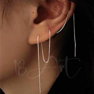 12" inch lange oorbellen kettinginrijger, sterlingzilveren meerdere piercingsoorbellen met, sierlijke doos kettingoorbellen, enkele oorinrijger, geschenken