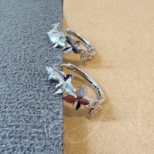 Dainty Butterfly Hoop Earring,925 Sterling Silver Huggie Earrings,Small hoop earrings ,Minimalist Everyday Earrings, Birthday Gift for her