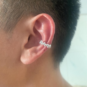 Sterling Silver Cuff Earrings No Piercing,Unique Wrap Cuff Earrings,Fake Piercings for Unisex,Cartilage Cuff Earrings,Simple Hoop Earring