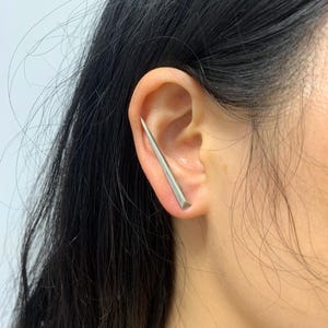 Sterling Silver Long Ear Climbers,Line Ear Crawler, Bar Ear Climber ,Silver Sweep,Ear Pins Geometric Ear Climber Earrings,Gift for Men Women