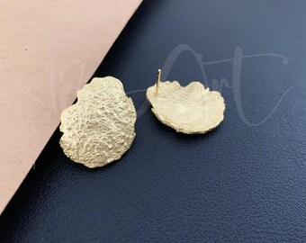 Clous d'oreilles texturés en plaqué or, boucles d'oreilles irrégulières en argent sterling pour femme, clous géométriques, boucles d'oreilles simples minimalistes, boucles d'oreilles tendance