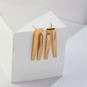 Bar Earrings with Sterling Silver,Gold Bar Earrings,Minimalist Earrings,Simple Earrings, Long Bar Earrings, Line Earrings Post Earrings