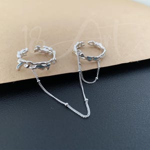 Sterling Silver Double Ring, Double Finger Adjustable Enamel Ring ...