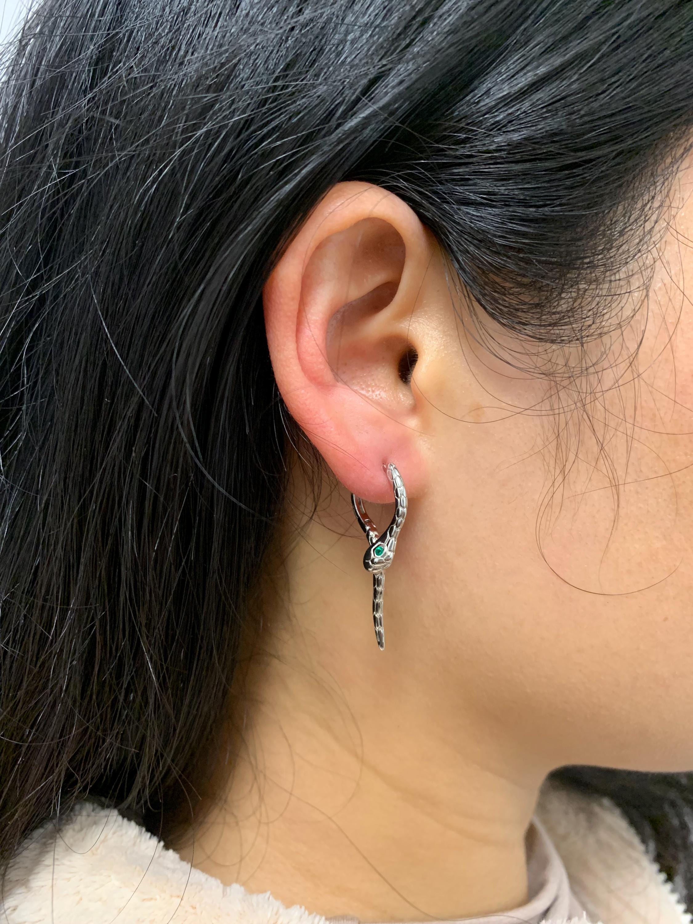 Orecchini a cerchio a forma di serpente, argento sterling 925, orecchini a forma di serpente, orecchini da donna, regalo di compleanno per lei, orecchini minimalisti per tutti i giorni - Italia