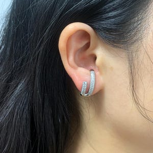 Ear Lobe Cuff  Piercing Earrings,CZ Diamond Ear Climber for Women,Steling Silver Stud Ear Cuff,Warp Cuff,Suspender Stud Earring,Bithday Gift