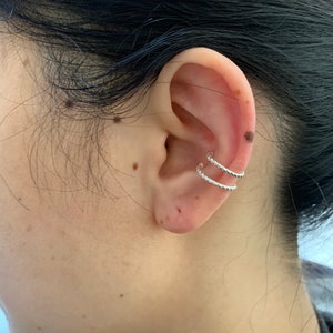 Double Band Ear Cuff , Corss Ear Cuffs ,Twist Rope Ear Cuff, Sterling Silver Ear Cuffs,No Piercing Set of 2 Ear Cuff,Cartilage earrings