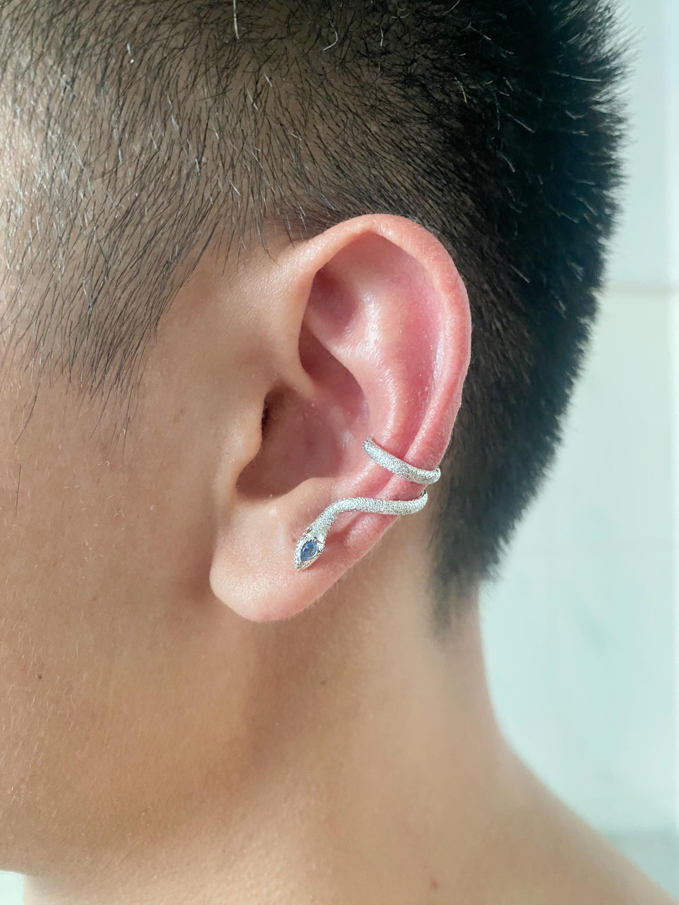 Snake Ear Climber Sterling Silver ,Serpent Conch Cuffs No Piercing,Wrap Earrings for Men Women, Dainty Ear Cuffs,Unique Birthday Gifts