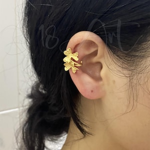 Gold Blumen Ohrmanschette, Silber Ohrmanschette Nicht durchbohrt, Kleeblatt Manschette Ohrringe, Huggie Ohrmanschette, Knorpel Ohrmanschetten, Glück Geburtstagsgeschenk für sie