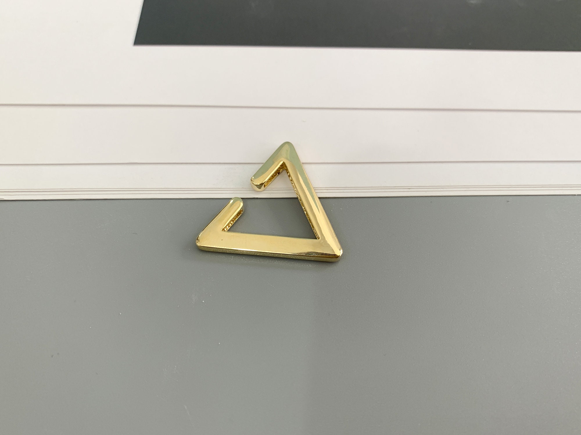 Gold Triangle Ear Cuff ,non-pierced Cartilage,open Hoop Ear