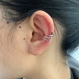 Triple Ear Cuff, Ear Cuff No Piercing, Conch ear cuff,Small hoop earrings,Fake Piercings, Simple Conch Piercing,Unique Ear Cuff,Gift for her