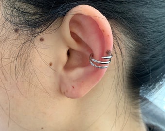 Triple Ear Cuff, Ear Cuff No Piercing, Conch ear cuff,Small hoop earrings,Fake Piercings, Simple Conch Cuffs,Unique Ear Cuff,Gift for him