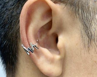 925 Silver Irregular Ear Cuffs No Piercing:Cartilage Conch Cuff Earrings for Women