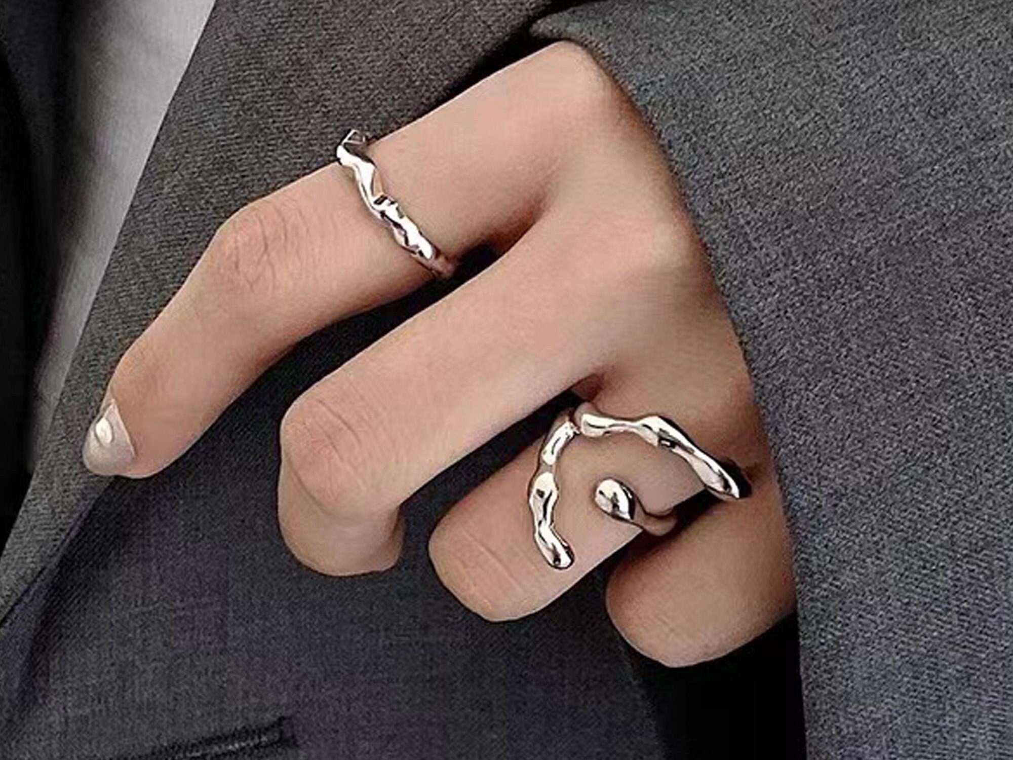 Melted Silver Ring - Etsy