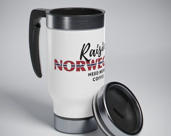 On-the-Go Norwegian Parenting Travel Mug for Raising Norwegians, Need More Coffee, Norway Stainless Steel Travel Mug with Handle, 14oz