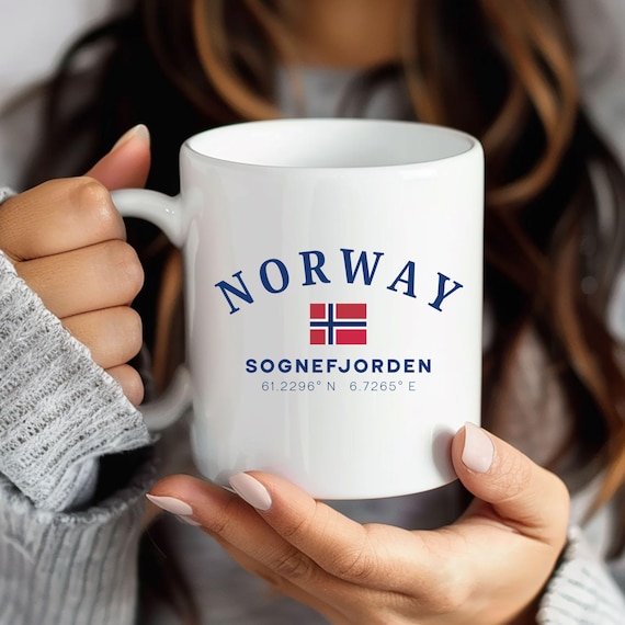 Norwegen Becher Alesund Norwegische Flagge Souvenir Nordische Kaffeetasse Reisegeschenk Reise-Erinnerung Skandinavische Tasse 11oz 15oz