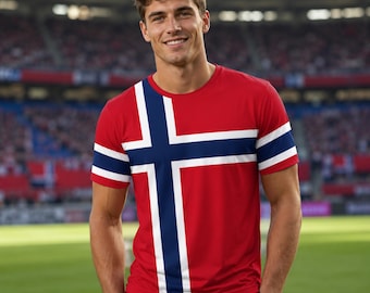 Norway Soccer Jersey Norwegian Flag Shirt Mens Sports Tee Norway Football Shirt World Cup VM Gift for Him Nordic Fan Shirt
