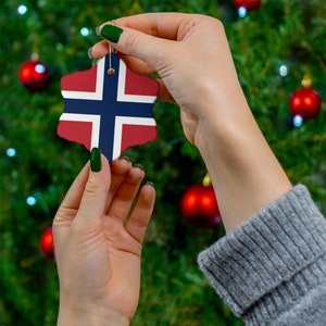 Norwegian Flag Snowflake Ornament Christmas Ornament Norway Christmas Norwegian Christmas Tree Decorations Christmas Ornaments Norway Gift