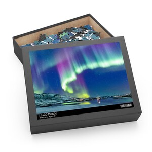 Puzzle Northern Lights of Norway Puzzle Aurora Borealis Northern Lights Gift from Norway Christmas Gift Box (120, 252, 500 elementów)