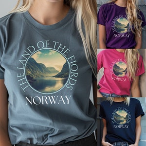 The Lands of the Fjords T-shirt Noway T-shirt Norwegian shirt Norway Tee Norway Gift Norway Souvenir Shirt Gift for her Norway Travel Gift