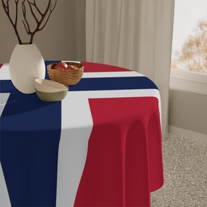 Norway Tablecloth Norwegian Flag Tablecloth May 17th Decorations Norway Flag Syttende Mai Norway Fest Norwegian Home Decor Norway Party