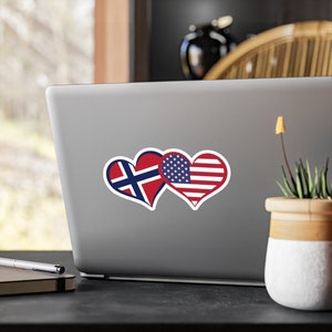 Norwegian American Flag Hearts Sticker Norway Sticker Norway Flag Norwegian Sticker Norwegian American Sticker Bumper Sticker