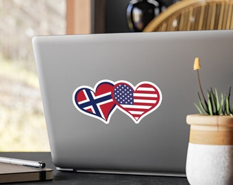 Adesivo a forma di cuore con bandiera norvegese americana, adesivo norvegese, bandiera norvegese, adesivo norvegese americano, adesivo per paraurti