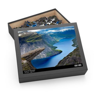Quebra-cabeça Trolltunga Odda Noruega Quebra-cabeça Noruega Trolltunga Presente da Noruega Presente para o Natal Norueguês Caixa de Presente (120, 252, 500 peças)