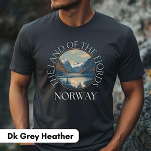 Norway T-Shirt for Men Autumn Fjord Reflections Hiking Gift for Him Nordic Mountains Tee Soft Quality Shirt Fast Shipping Outdoor Top