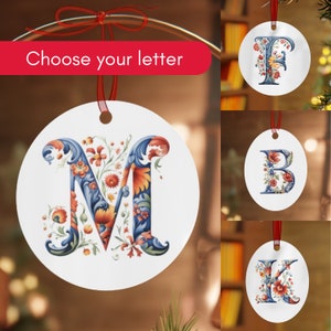 Family Christmas Ornament Personalized Norwegian Ornament Rosemaling Christmas Ornament Norway Gift Norwegian Family Ornaments First Letter