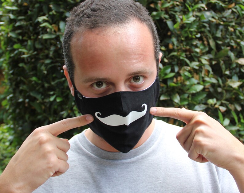 Black Moustache Face Mask Washable Face Mask UK Cool Face Etsy
