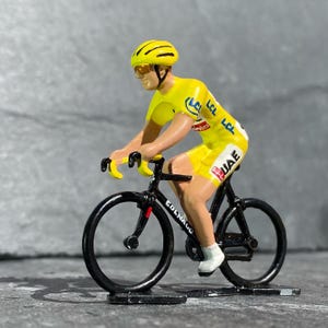 Hand Painted Tadej Pogacar 2024 Tour de France Yellow Jersey Cycling Figure.