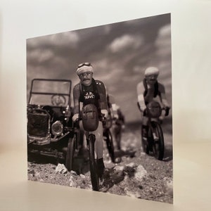 L’Eroica Vintage Grußkarte mit Radsportfiguren