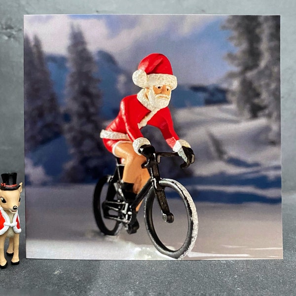 Father Christmas, Santa Claus on a Bike Cycling Figure Christmas Card