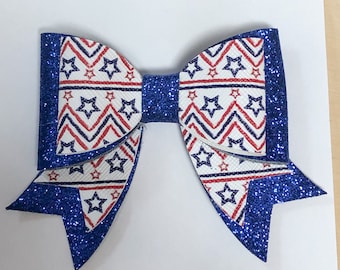 Patriotic Red, White and Blue Hair Bow