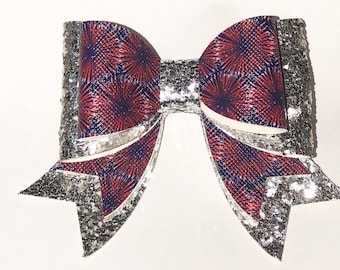 Patriotic Red, White and Blue Hair Bow