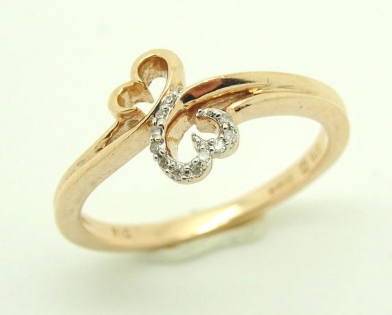 Stunning 9ct Rose Gold Diamond Linked Hearts Mult… - image 1