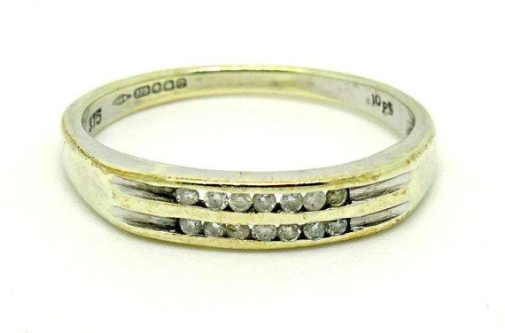 Unique, Solid 9ct White Gold Diamond Two/Double R… - image 10