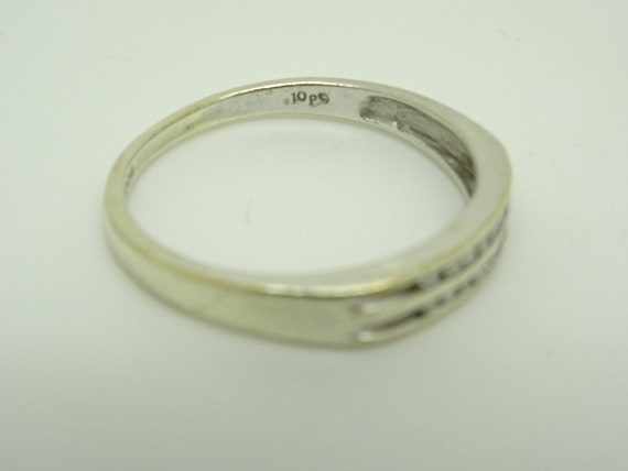 Unique, Solid 9ct White Gold Diamond Two/Double R… - image 7