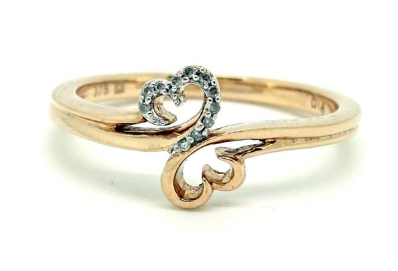 Stunning 9ct Rose Gold Diamond Linked Hearts Mult… - image 2