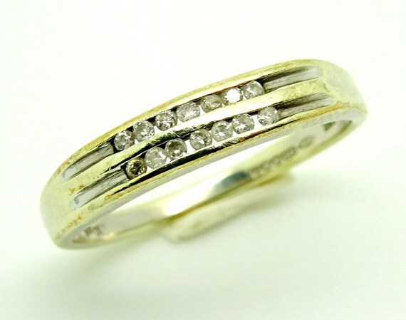 Unique, Solid 9ct White Gold Diamond Two/Double R… - image 4