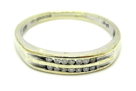 Unique, Solid 9ct White Gold Diamond Two/Double R… - image 6