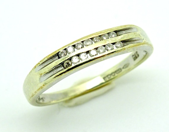 Unique, Solid 9ct White Gold Diamond Two/Double R… - image 1